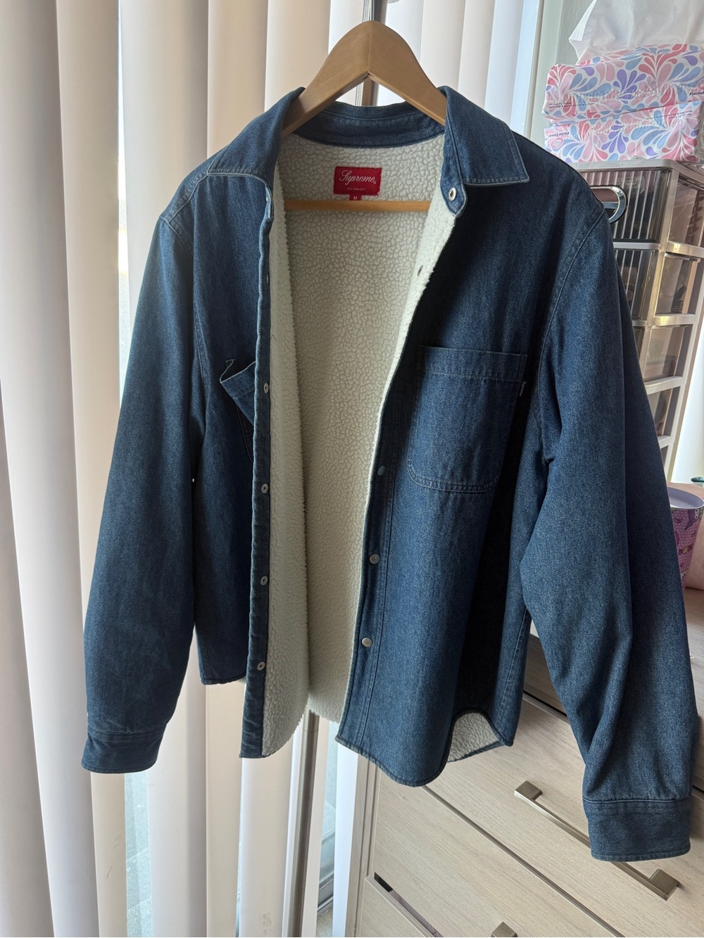 Supreme Dark Blue Denim Sherpa Jacket